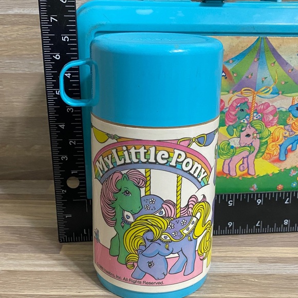 My Little Pony Blue vintage 80s blue Pink Lunchbox Set pastel colors - Picture 11 of 13